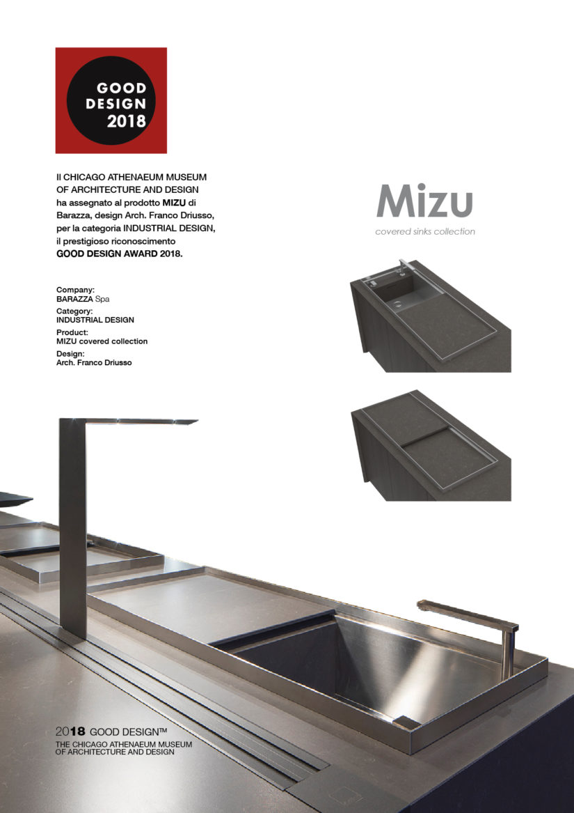 MIZU covered sinks collection vince il GOOD DESIGN AWARD 2018