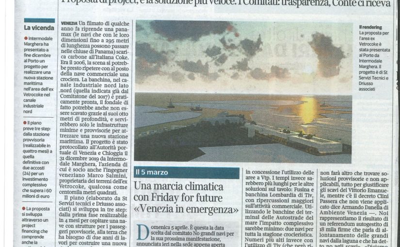 Corriere del Veneto per Progetto preliminare Nuovo Terminal Crociere – Venezia